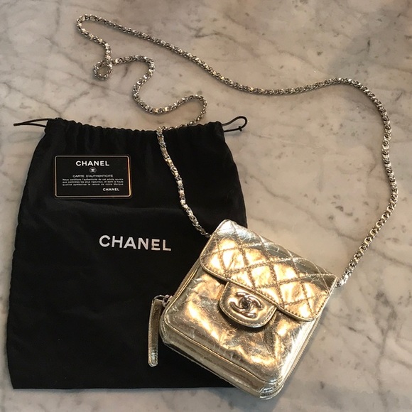 CHANEL Handbags - Authentic Chanel Metallic Wallet on a Chain